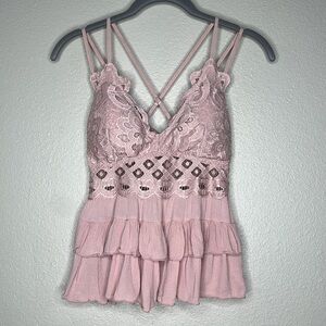 Anemone Lace Bralette Top Blush Size M